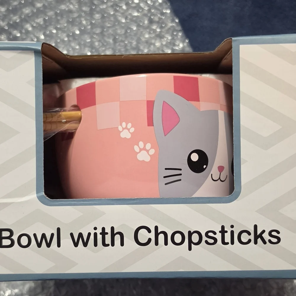 Cute Pink Cat Bowl